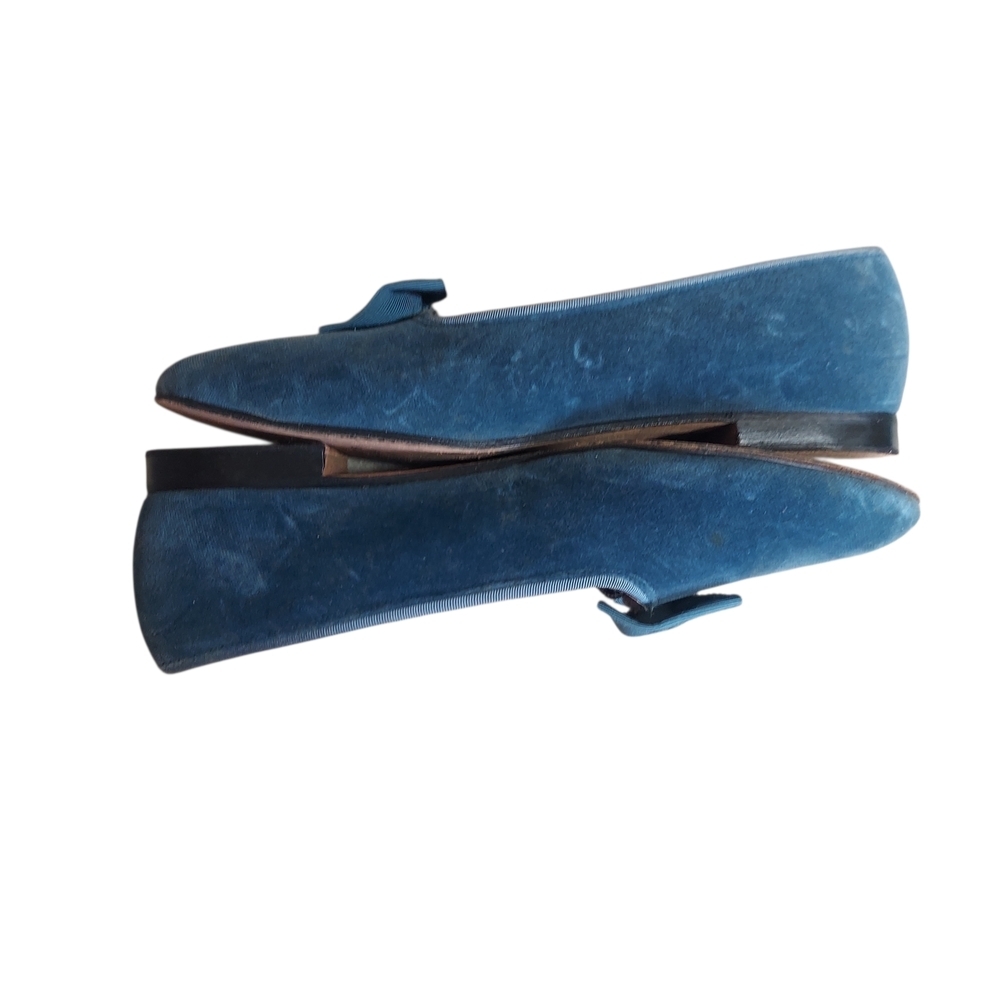 Rare Vintage Dunhams of Maine Blue Velvet Smoking Slippers Grosgrain Bow Size 11 - Picture 11 of 16